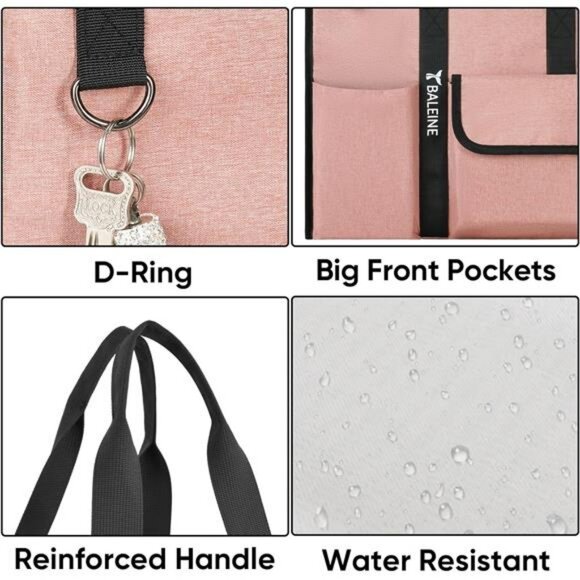 Large Utility Tote Bag with Pockets Foldable Work Nurse Teacher Travel Shoulder - Picture 6 of 7